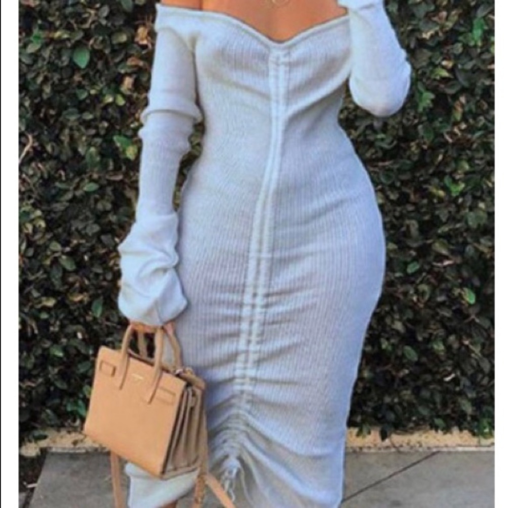 White scrunch dress